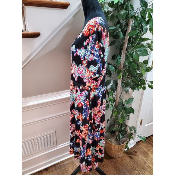 Jason Wu Women's Black Floral Sweetheart Neck Half Sleeve Knee Length Dress L - Picture 8 of 12